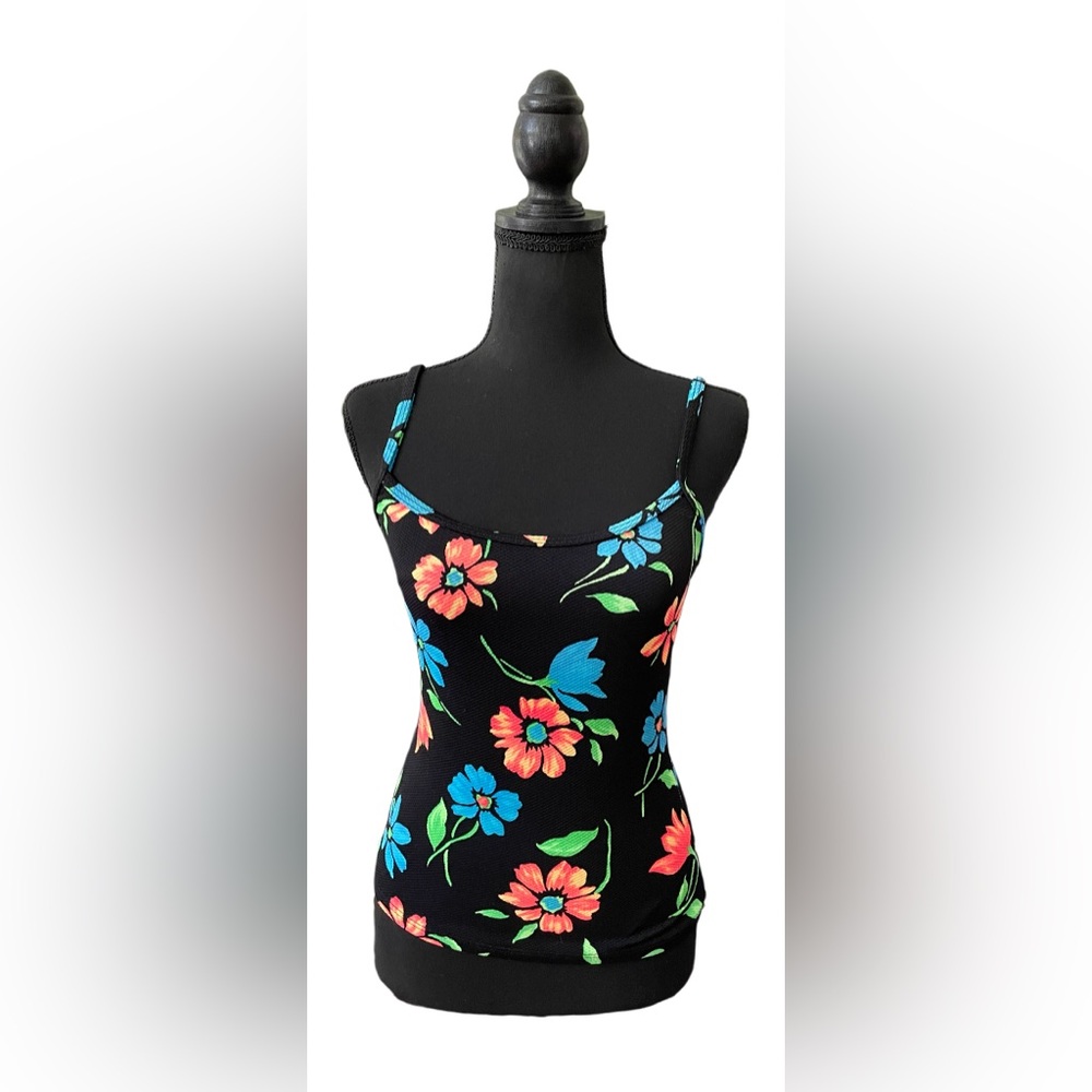 Sirena: Black Tropical Tank Top